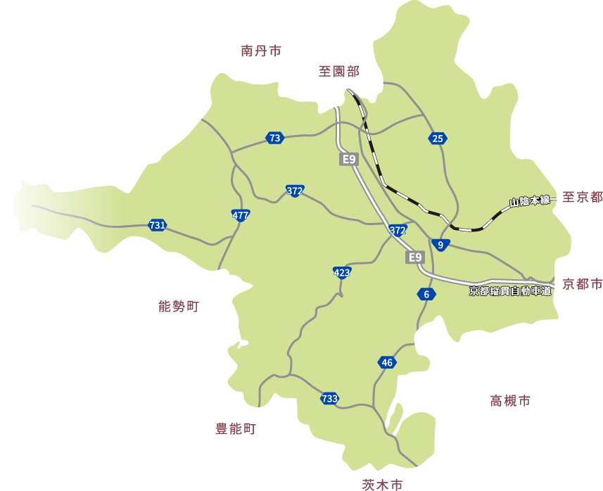 亀岡市の地図