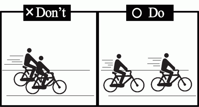 ほかの自転車と並んで走らないでくださいの画像