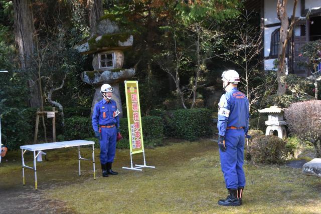 団本部から薭田野分団への活動下命（龍潭寺での訓練風景）の画像