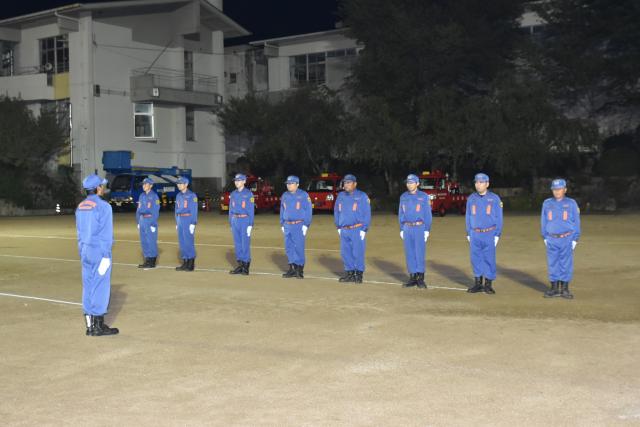 訓練披露を実施する亀岡市消防団畑野分団の皆さまの画像