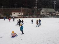 雪合戦に興じる児童らの画像