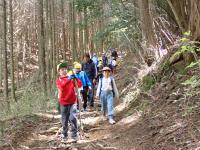 足取りも軽い児童らの下山の画像