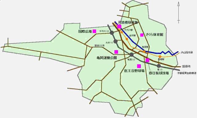 図：スポーツ施設の位置