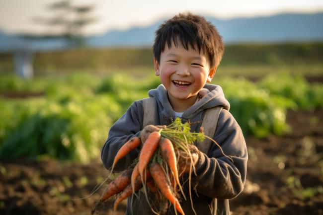 野菜をもつ子ども