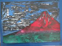 正面から見た赤富士の画像