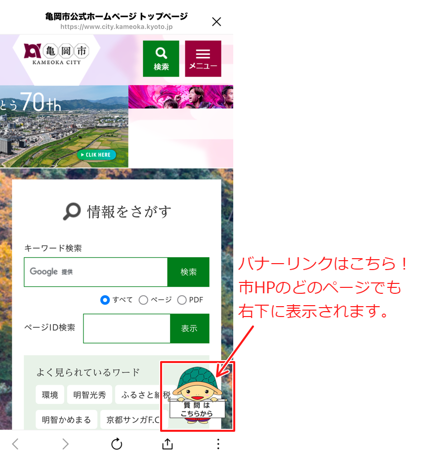 バナーリンク場所