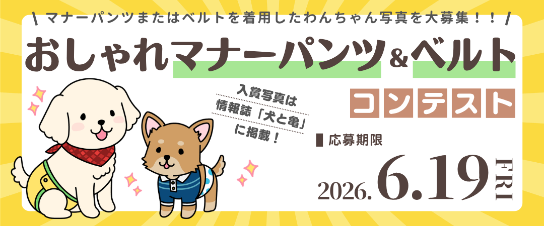 マナーパンツやベルトをはいた犬のイラスト