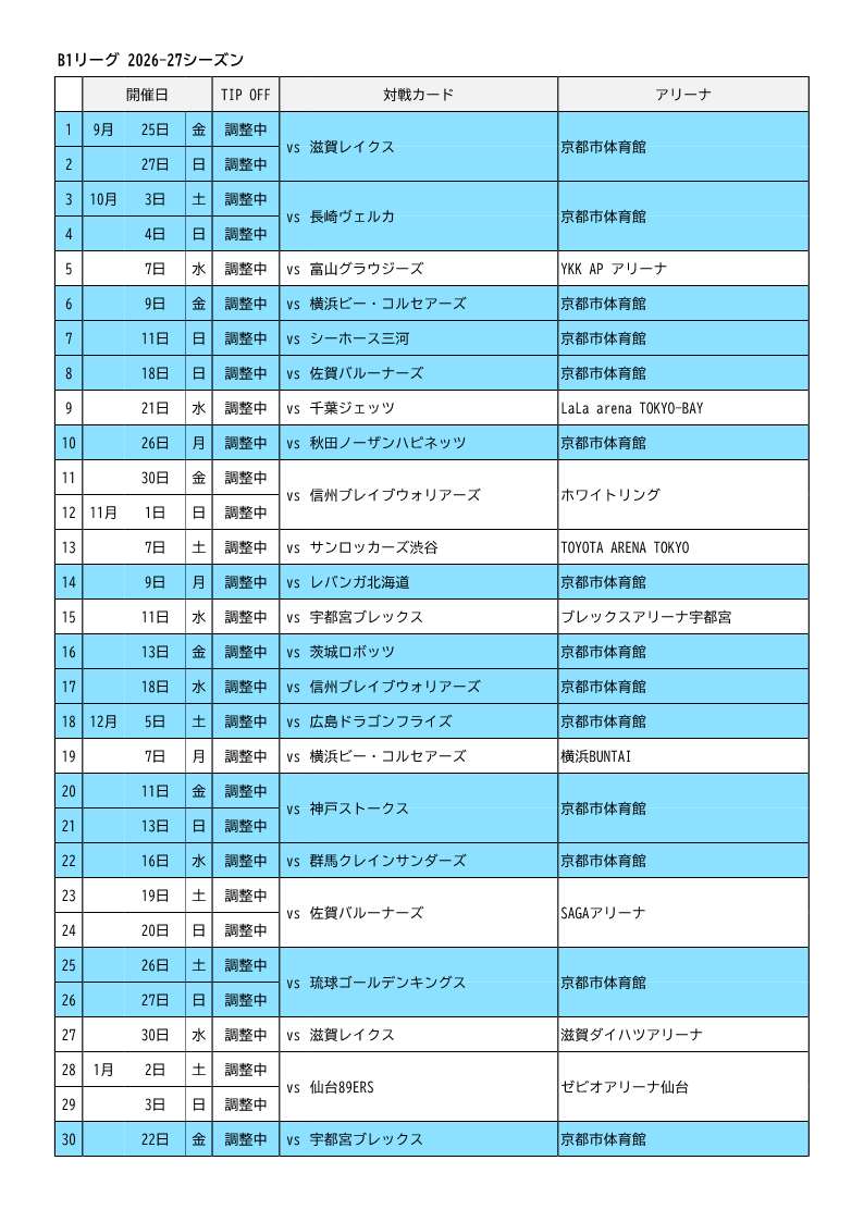 試合日程1