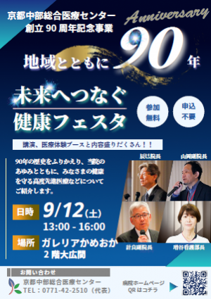 京都中部総合医療センター創立90周年記念事業チラシ
