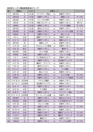 2025京都サンガJ1リーグ日程