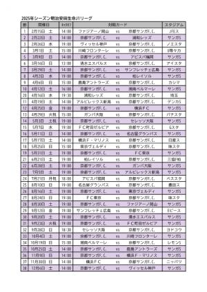 2025京都サンガJ1リーグ日程